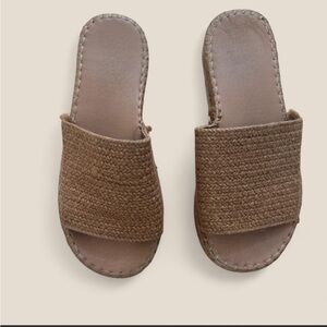 Woven Slide Sandals in Brown - Women